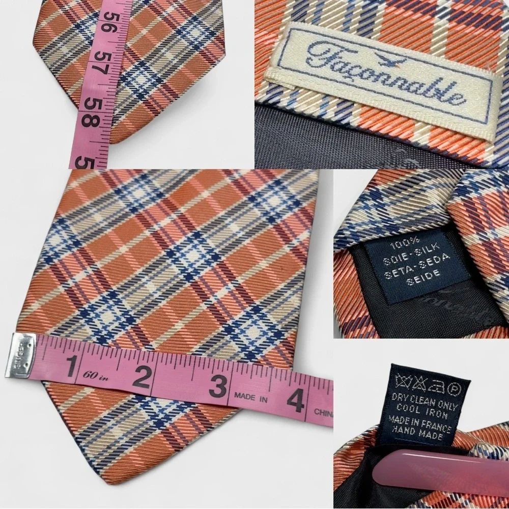 Lot of 6 - Faconnable Luxury Men’s Necktie 100% Silk Made In Italy & France